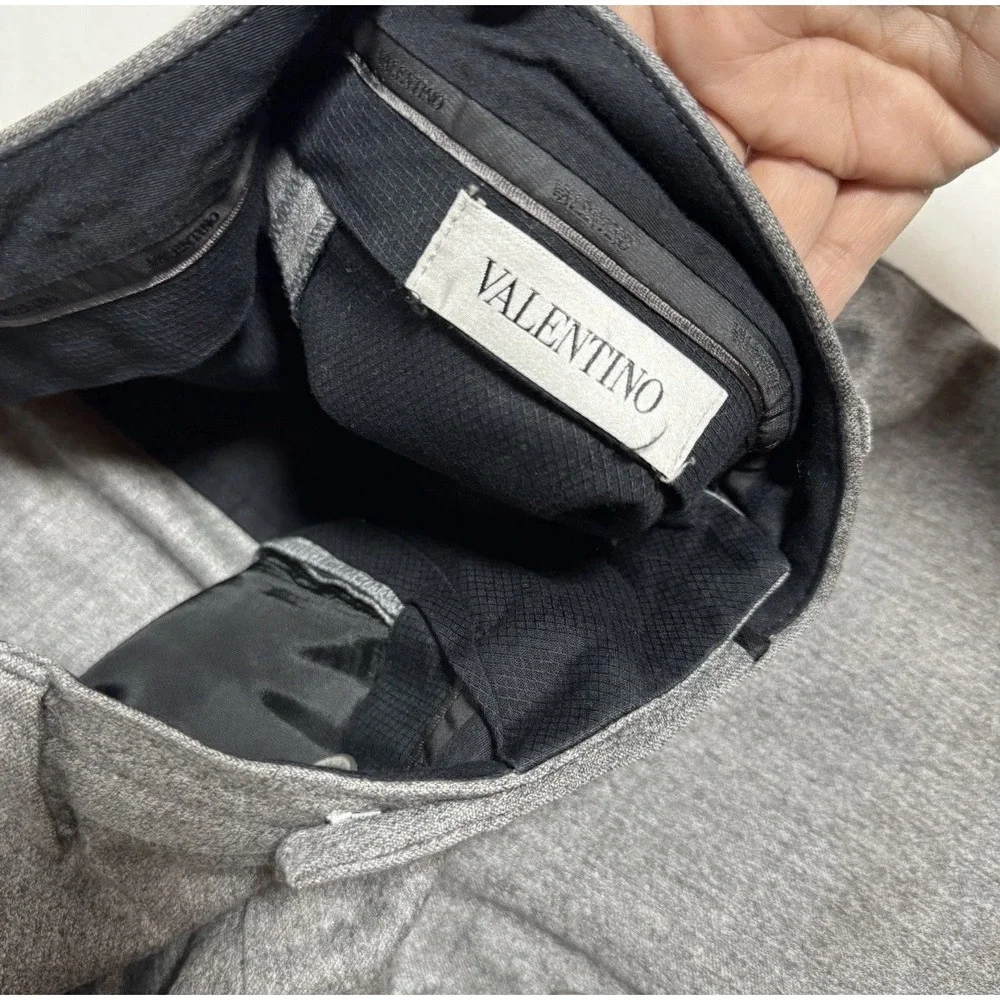 Valentino Mens Gray Dress Pants Wool‎ Flat Front Italy Tailored Trousers 36x32
